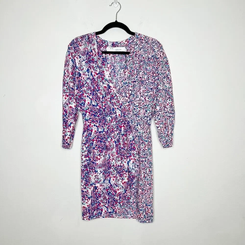 IRO Firenze Printed Dress In Mixed Blue Size XXS - Picture 3 of 9
